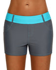 Mint Waistband Faux Denim Sports Shorts