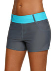 Mint Waistband Faux Denim Sports Shorts