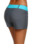 Mint Waistband Faux Denim Sports Shorts