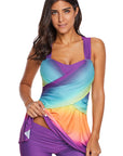Purple Ombre Tie Dye Swim Dress with Shorts