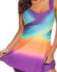 Purple Ombre Tie Dye Swim Dress with Shorts