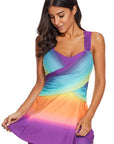 Purple Ombre Tie Dye Swim Dress with Shorts