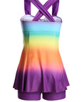 Purple Ombre Tie Dye Swim Dress with Shorts