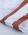 Brown Athletic Striped Tank High Waisted Swimsuit