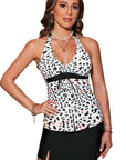 Leopard Print Split Halter Neck Sleeveless Tankini