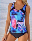 Blue Sleeveless Tankini Set