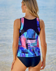 Blue Sleeveless Tankini Set