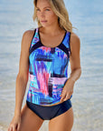 Blue Sleeveless Tankini Set