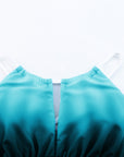 Sky Blue Oceanic Gradient Color Peekaboo Halter Tankini Swimsuit