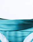 Sky Blue Oceanic Gradient Color Peekaboo Halter Tankini Swimsuit