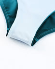 Sky Blue Oceanic Gradient Color Peekaboo Halter Tankini Swimsuit