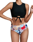Black Tie Knot High Waisted Swimsuit