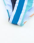 White One Shoulder Striped High Waist Two Pieces Swimsuit