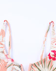 Orange Tropical Floral Print High Waist Bikini