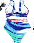 Multicolor Abstract Print Twist High Waist Bikini