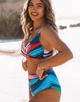 Multicolor Abstract Print Twist High Waist Bikini