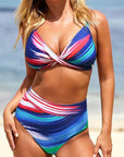 Multicolor Abstract Print Twist High Waist Bikini