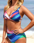 Multicolor Abstract Print Twist High Waist Bikini
