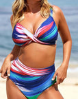 Multicolor Abstract Print Twist High Waist Bikini