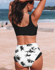 Black Sexy Solid Criss Cross Top Highwaist Swimsuit