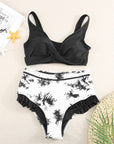 Black Sexy Solid Criss Cross Top Highwaist Swimsuit