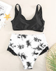 Black Sexy Solid Criss Cross Top Highwaist Swimsuit