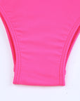 Rose Criss Cross Backless Deep V Neck One Piece Swimsuit
