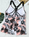 Pink Floral Printed Strappy Raceback Swimwear Top