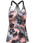 Pink Floral Printed Strappy Raceback Swimwear Top
