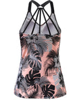 Pink Floral Printed Strappy Raceback Swimwear Top