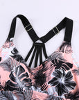 Pink Floral Printed Strappy Raceback Swimwear Top