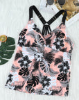 Pink Floral Printed Strappy Raceback Swimwear Top
