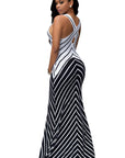 Monochrome Chevron Print Maxi Dress