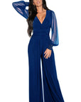 Blue Rivets Sleeve Jumpsuit