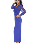 Blue Rivets Sleeve Jumpsuit