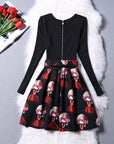 Black Doll Print Dress
