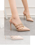 Elowyn Pointed Riveted High Heels