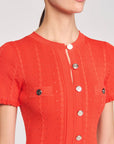 VERV Orange Button Up Knit Midi Dress
