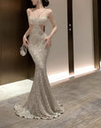 VERV sparkling silver cutout evening sequin gown