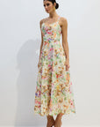 Multicolor Lace Embroidery Maxi Dress