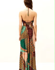 VERV Multicolor Boho Halter Maxi Dress