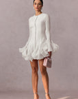 Trumpet Sleeves Short Ruffles Dress