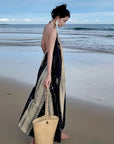 Abstract Print Backless Vacation Dress