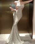 VERV sparkling silver cutout evening gown