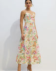 Multicolor Lace Embroidery Maxi Dress