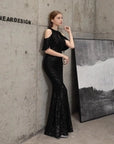 Sequin Cold Shoulder Maxi Gown
