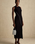 Sandro Black Sleeveless knit dress with button details with Slip dress for lining