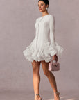 Trumpet Sleeves Short Ruffles Dress