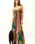 VERV Multicolor Boho Halter Maxi Dress