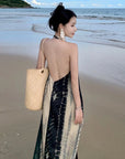Abstract Print Backless Vacation Dress